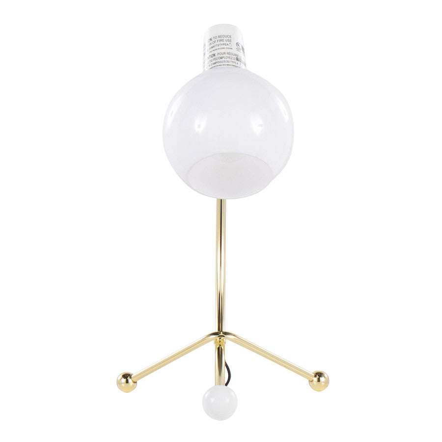 LumiSource Orb Eileen Task Lamp | Gold Metal and White Plastic | Desk & Workspace | 9.75 x 12.5 x 17.5 in | Model LTB-EILEENAUW
