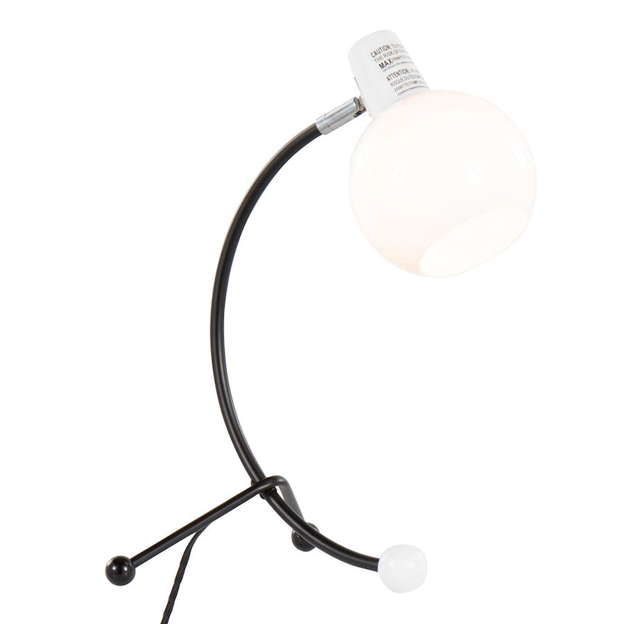 LumiSource Orb Eileen Task Lamp | Black Metal and White Plastic | Desk & Office Lighting | 9.75 x 12.5 x 17.5 in | Model LTB-EILEENBKW