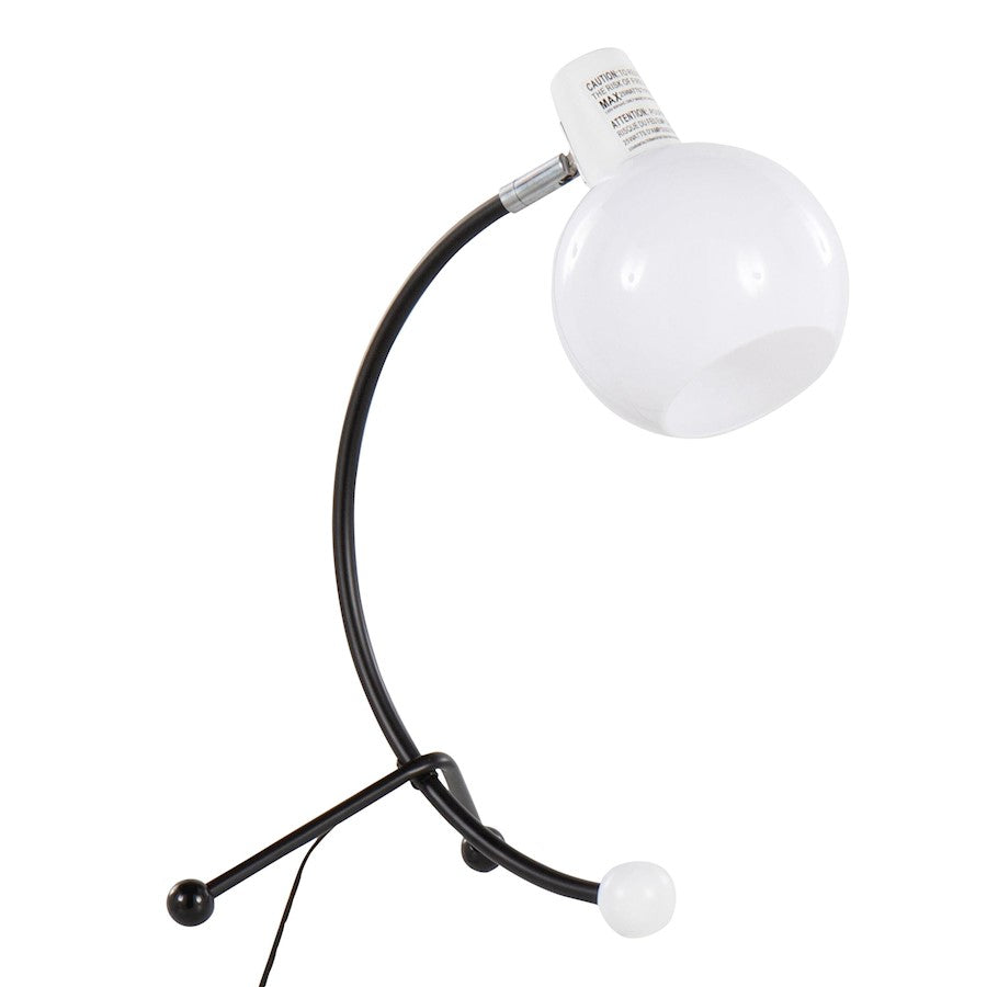 LumiSource Orb Eileen Task Lamp | Black Metal and White Plastic | Desk & Office Lighting | 9.75 x 12.5 x 17.5 in | Model LTB-EILEENBKW