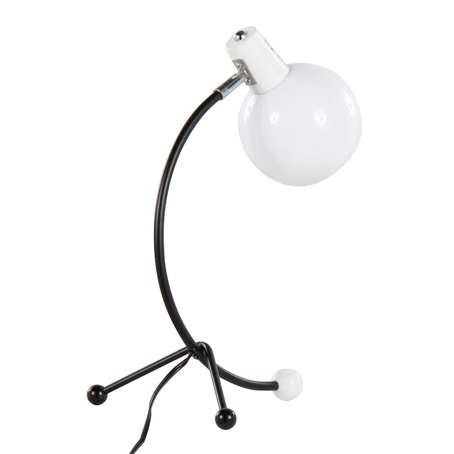 LumiSource Orb Eileen Task Lamp | Black Metal and White Plastic | Desk & Office Lighting | 9.75 x 12.5 x 17.5 in | Model LTB-EILEENBKW