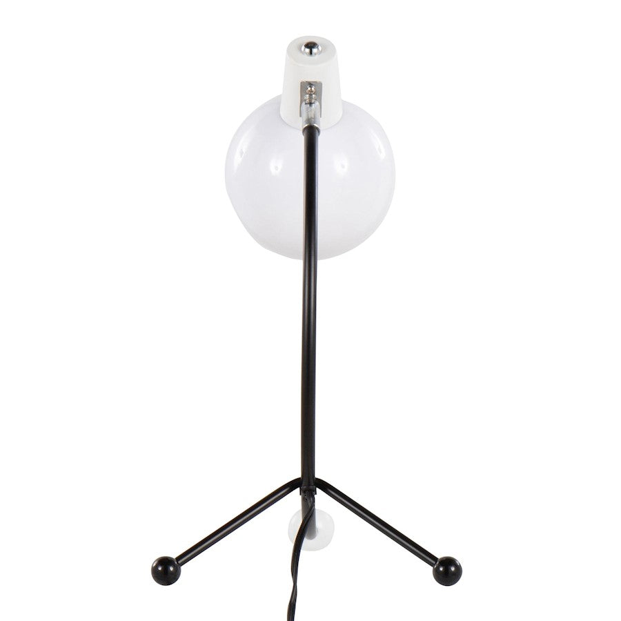 LumiSource Orb Eileen Task Lamp | Black Metal and White Plastic | Desk & Office Lighting | 9.75 x 12.5 x 17.5 in | Model LTB-EILEENBKW