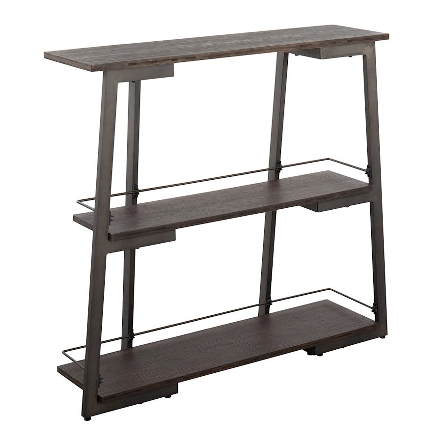 LumiSource Converge Bookcase | Antique Steel and Espresso Bamboo | Living Room & Home Office Storage | 13.25 x 46 x 41 in | Model OBC-CONVERGEANE