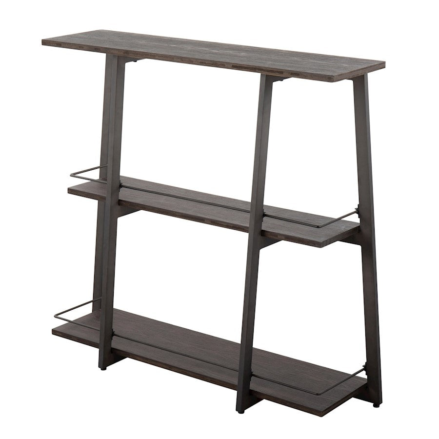LumiSource Converge Bookcase | Antique Steel and Espresso Bamboo | Living Room & Home Office Storage | 13.25 x 46 x 41 in | Model OBC-CONVERGEANE