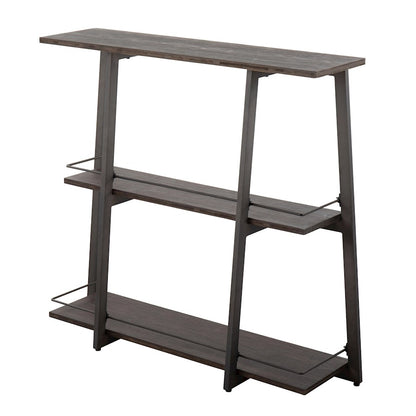 LumiSource Converge Bookcase | Antique Steel and Espresso Bamboo | Living Room & Home Office Storage | 13.25 x 46 x 41 in | Model OBC-CONVERGEANE