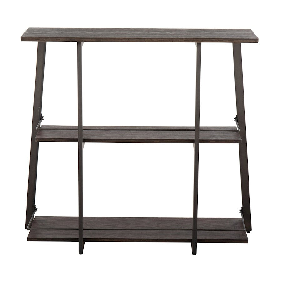 LumiSource Converge Bookcase | Antique Steel and Espresso Bamboo | Living Room & Home Office Storage | 13.25 x 46 x 41 in | Model OBC-CONVERGEANE