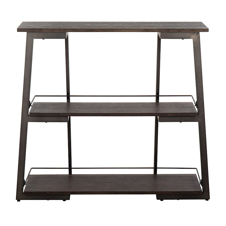 LumiSource Converge Bookcase | Antique Steel and Espresso Bamboo | Living Room & Home Office Storage | 13.25 x 46 x 41 in | Model OBC-CONVERGEANE