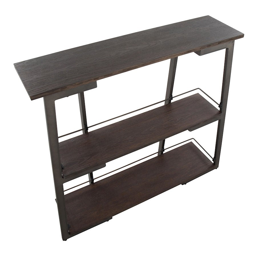 LumiSource Converge Bookcase | Antique Steel and Espresso Bamboo | Living Room & Home Office Storage | 13.25 x 46 x 41 in | Model OBC-CONVERGEANE