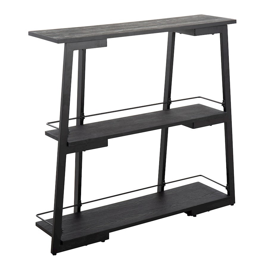 LumiSource Converge Bookcase | Black Steel and Black Bamboo | Living Room & Home Office Storage | 13.25 x 46 x 41 in | Model OBC-CONVERGEBKBK