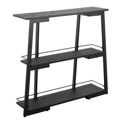 LumiSource Converge Bookcase | Black Steel and Black Bamboo | Living Room & Home Office Storage | 13.25 x 46 x 41 in | Model OBC-CONVERGEBKBK