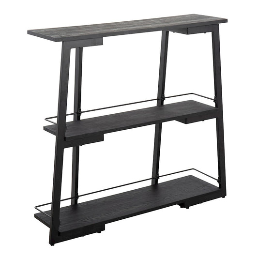 LumiSource Converge Bookcase | Black Steel and Black Bamboo | Living Room & Home Office Storage | 13.25 x 46 x 41 in | Model OBC-CONVERGEBKBK