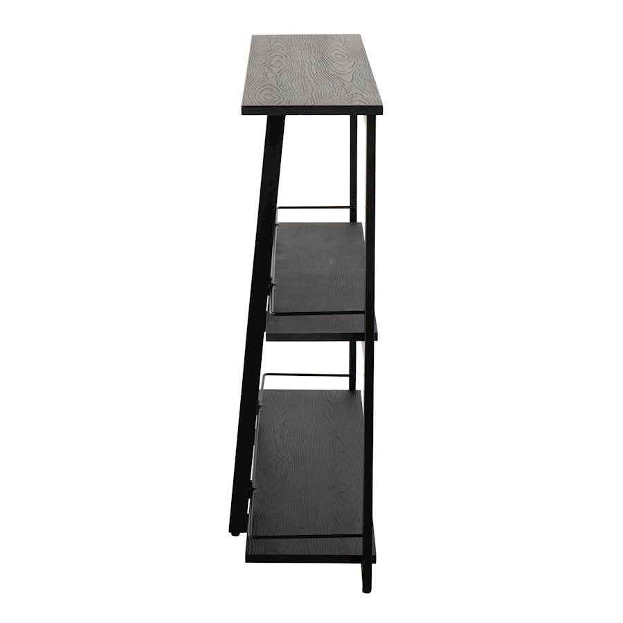 LumiSource Converge Bookcase | Black Steel and Black Bamboo | Living Room & Home Office Storage | 13.25 x 46 x 41 in | Model OBC-CONVERGEBKBK