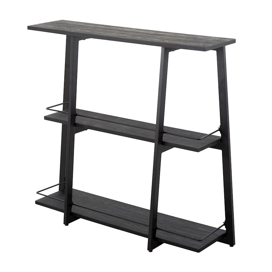 LumiSource Converge Bookcase | Black Steel and Black Bamboo | Living Room & Home Office Storage | 13.25 x 46 x 41 in | Model OBC-CONVERGEBKBK