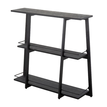 LumiSource Converge Bookcase | Black Steel and Black Bamboo | Living Room & Home Office Storage | 13.25 x 46 x 41 in | Model OBC-CONVERGEBKBK
