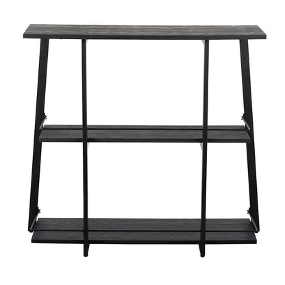 LumiSource Converge Bookcase | Black Steel and Black Bamboo | Living Room & Home Office Storage | 13.25 x 46 x 41 in | Model OBC-CONVERGEBKBK