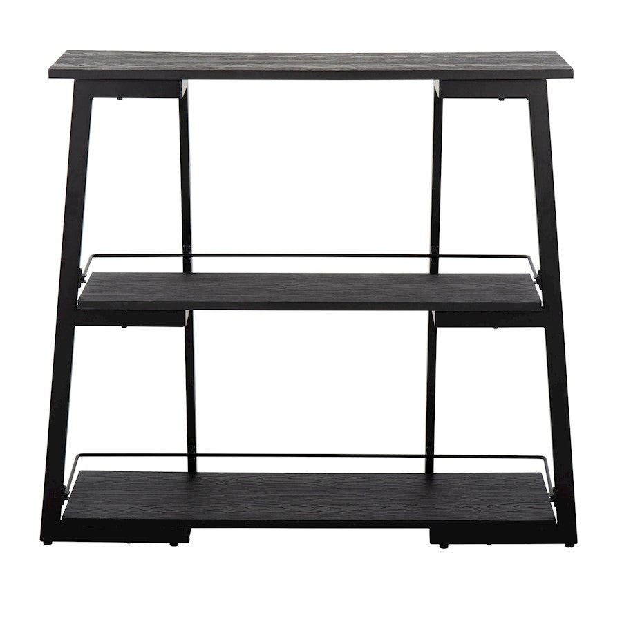 LumiSource Converge Bookcase | Black Steel and Black Bamboo | Living Room & Home Office Storage | 13.25 x 46 x 41 in | Model OBC-CONVERGEBKBK