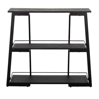 LumiSource Converge Bookcase | Black Steel and Black Bamboo | Living Room & Home Office Storage | 13.25 x 46 x 41 in | Model OBC-CONVERGEBKBK