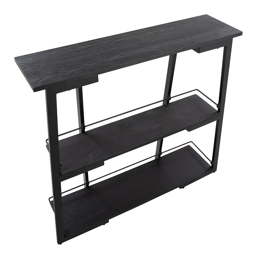 LumiSource Converge Bookcase | Black Steel and Black Bamboo | Living Room & Home Office Storage | 13.25 x 46 x 41 in | Model OBC-CONVERGEBKBK