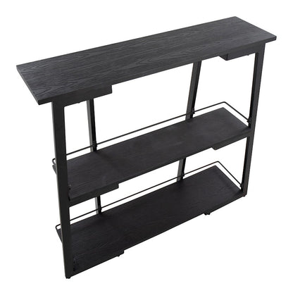 LumiSource Converge Bookcase | Black Steel and Black Bamboo | Living Room & Home Office Storage | 13.25 x 46 x 41 in | Model OBC-CONVERGEBKBK