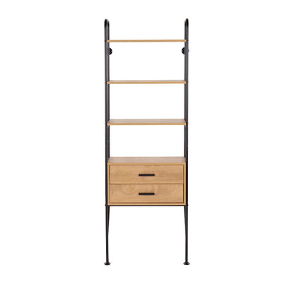 LumiSource Lean Bookcase | Industrial Black Metal & Brown Wood | Living Room & Home Office Storage | 13.5 x 25.5 x 74.75 in | Model OBC-LEANBKBN