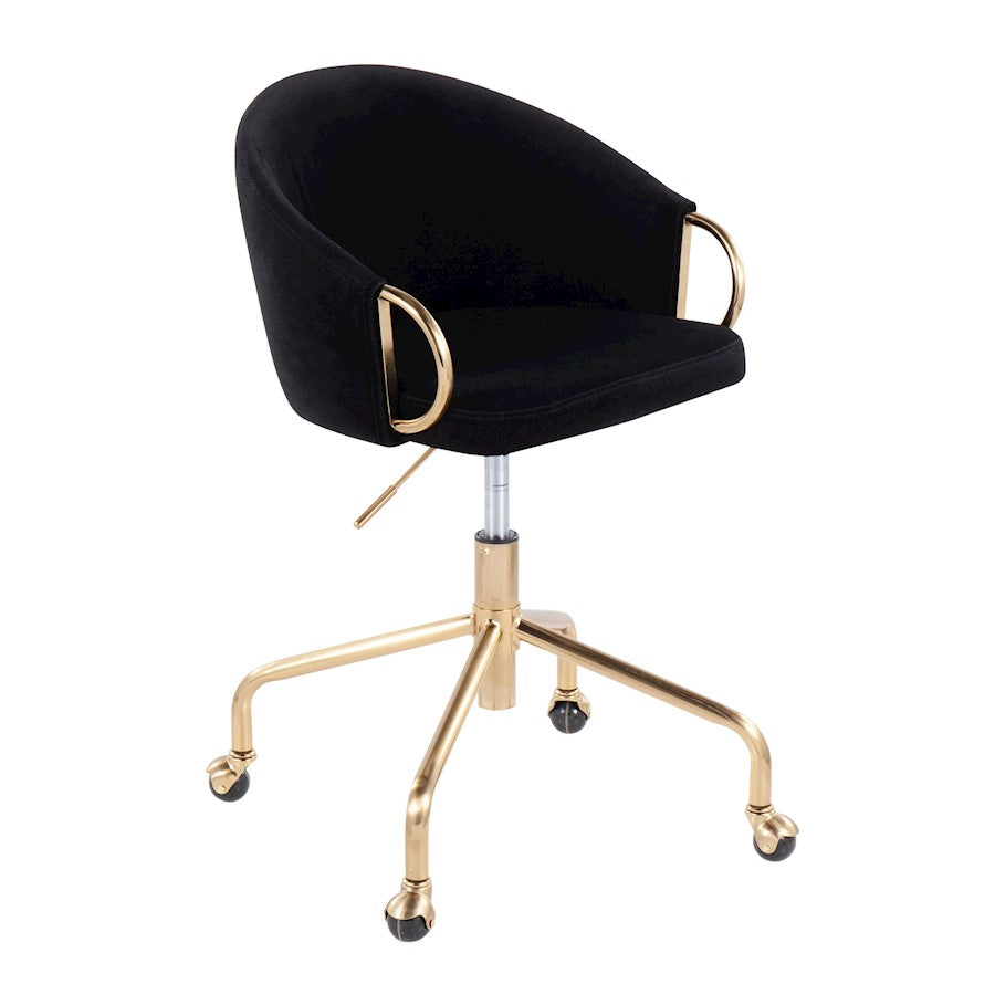 LumiSource Claire Task Chair | Glam Gold Metal & Black Velvet | Home Office & Vanity Desk Chair | 27 x 27 x 29 in | Model OC-CLAIREAUVBK