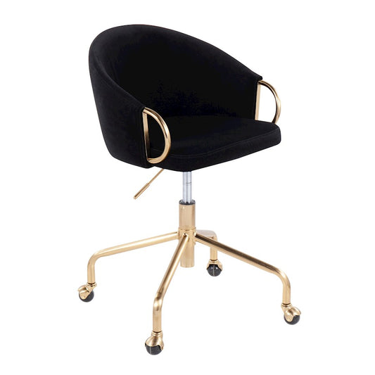 LumiSource Claire Task Chair | Glam Gold Metal & Black Velvet | Home Office & Vanity Desk Chair | 27 x 27 x 29 in | Model OC-CLAIREAUVBK