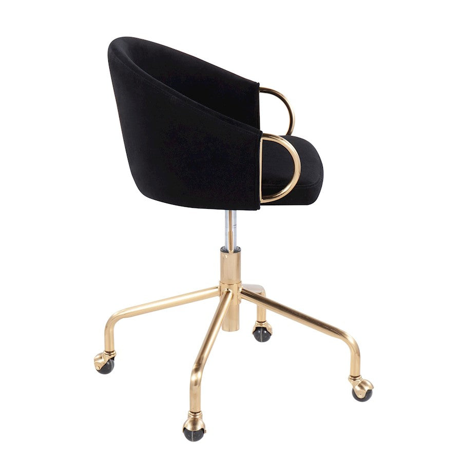 LumiSource Claire Task Chair | Glam Gold Metal & Black Velvet | Home Office & Vanity Desk Chair | 27 x 27 x 29 in | Model OC-CLAIREAUVBK