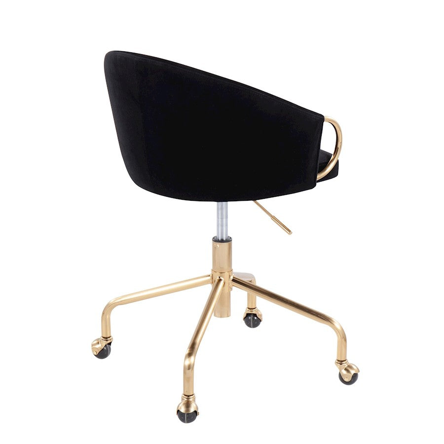 LumiSource Claire Task Chair | Glam Gold Metal & Black Velvet | Home Office & Vanity Desk Chair | 27 x 27 x 29 in | Model OC-CLAIREAUVBK