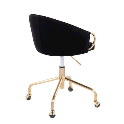 LumiSource Claire Task Chair | Glam Gold Metal & Black Velvet | Home Office & Vanity Desk Chair | 27 x 27 x 29 in | Model OC-CLAIREAUVBK