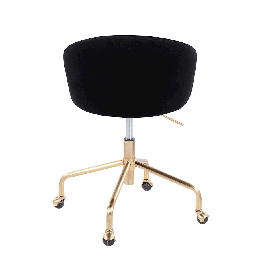 LumiSource Claire Task Chair | Glam Gold Metal & Black Velvet | Home Office & Vanity Desk Chair | 27 x 27 x 29 in | Model OC-CLAIREAUVBK