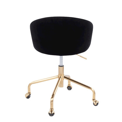 LumiSource Claire Task Chair | Glam Gold Metal & Black Velvet | Home Office & Vanity Desk Chair | 27 x 27 x 29 in | Model OC-CLAIREAUVBK