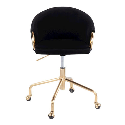LumiSource Claire Task Chair | Glam Gold Metal & Black Velvet | Home Office & Vanity Desk Chair | 27 x 27 x 29 in | Model OC-CLAIREAUVBK