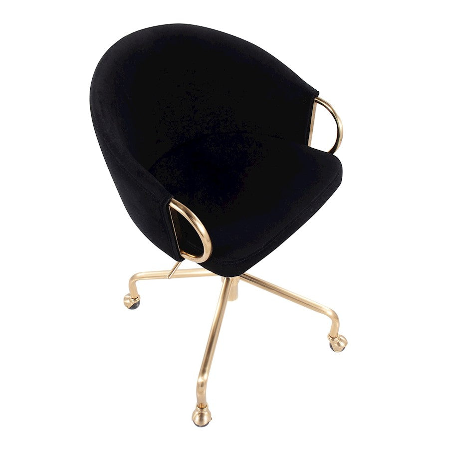 LumiSource Claire Task Chair | Glam Gold Metal & Black Velvet | Home Office & Vanity Desk Chair | 27 x 27 x 29 in | Model OC-CLAIREAUVBK