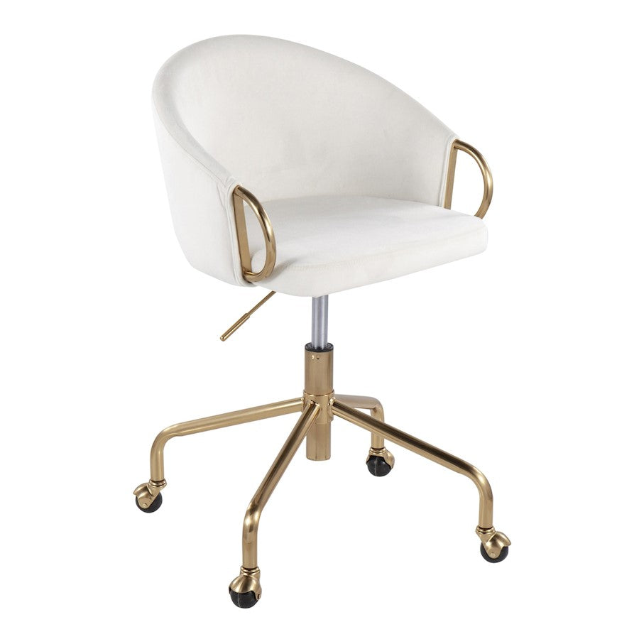 LumiSource Claire Task Chair | Glam Gold Metal & Cream Velvet | Home Office & Vanity Desk Chair | 27 x 27 x 29 in | Model OC-CLAIREAUVCR