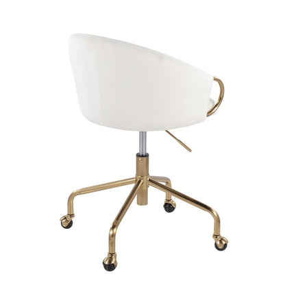 LumiSource Claire Task Chair | Glam Gold Metal & Cream Velvet | Home Office & Vanity Desk Chair | 27 x 27 x 29 in | Model OC-CLAIREAUVCR