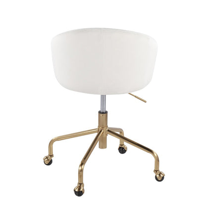 LumiSource Claire Task Chair | Glam Gold Metal & Cream Velvet | Home Office & Vanity Desk Chair | 27 x 27 x 29 in | Model OC-CLAIREAUVCR