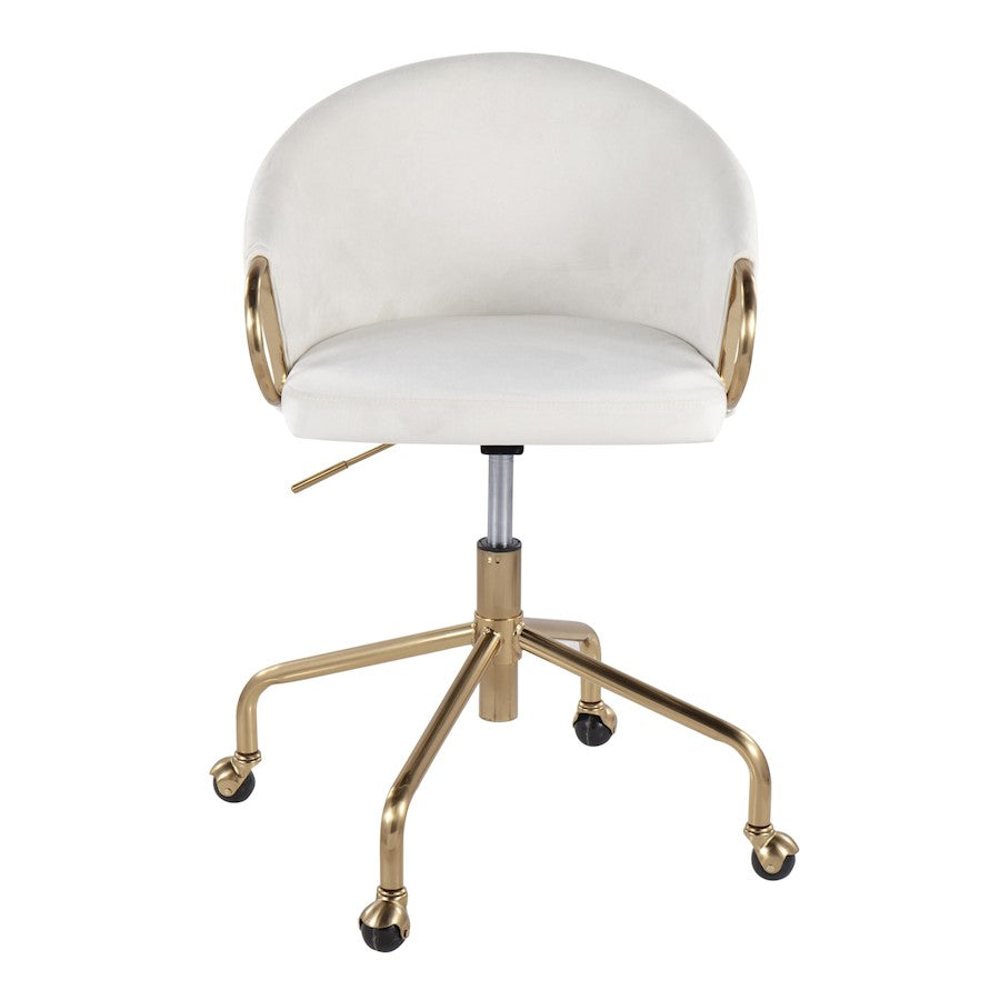 LumiSource Claire Task Chair | Glam Gold Metal & Cream Velvet | Home Office & Vanity Desk Chair | 27 x 27 x 29 in | Model OC-CLAIREAUVCR