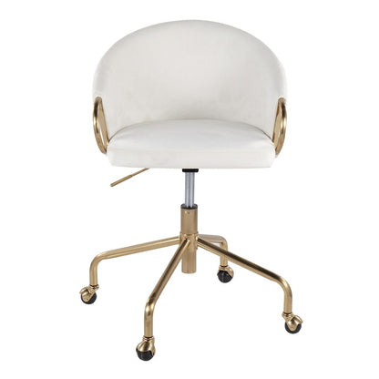 LumiSource Claire Task Chair | Glam Gold Metal & Cream Velvet | Home Office & Vanity Desk Chair | 27 x 27 x 29 in | Model OC-CLAIREAUVCR