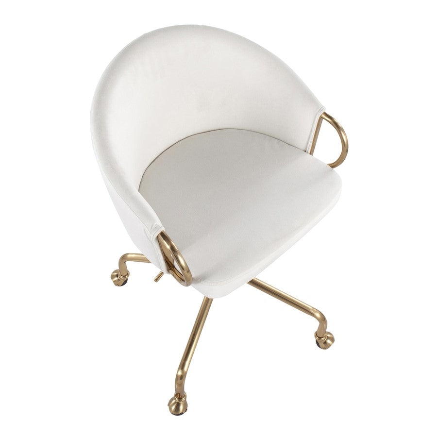 LumiSource Claire Task Chair | Glam Gold Metal & Cream Velvet | Home Office & Vanity Desk Chair | 27 x 27 x 29 in | Model OC-CLAIREAUVCR