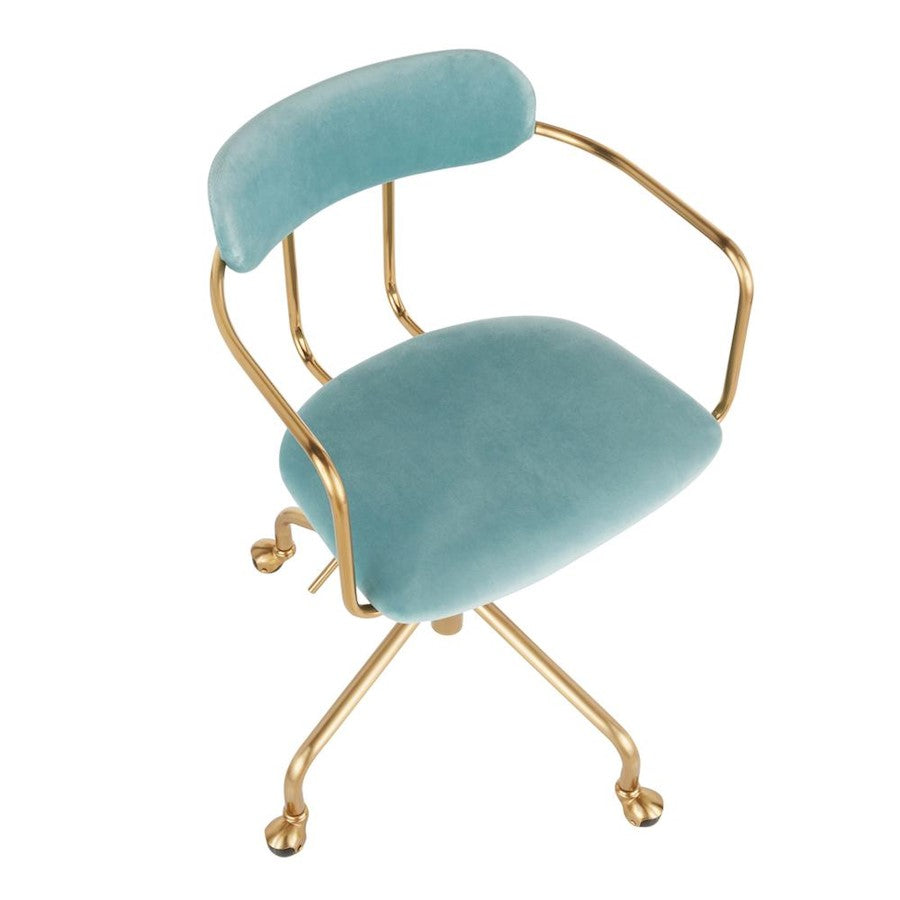 LumiSource Demi Office Chair | Contemporary Gold Metal & Light Blue Velvet | Home Office & Study Desk Chair | 25 x 25 x 30 in | Model OC-DEMIAUVLBU