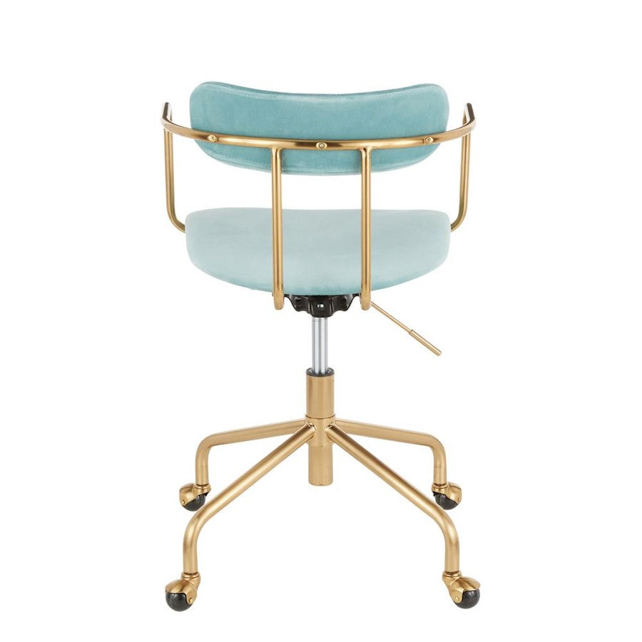 LumiSource Demi Office Chair | Contemporary Gold Metal & Light Blue Velvet | Home Office & Study Desk Chair | 25 x 25 x 30 in | Model OC-DEMIAUVLBU