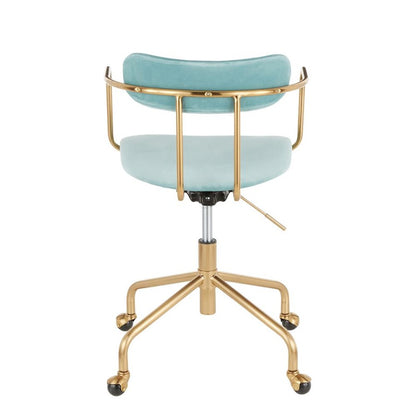 LumiSource Demi Office Chair | Contemporary Gold Metal & Light Blue Velvet | Home Office & Study Desk Chair | 25 x 25 x 30 in | Model OC-DEMIAUVLBU