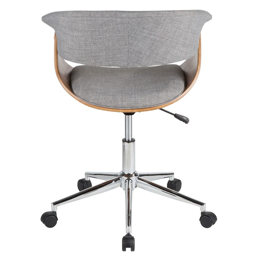 LumiSource Vintage Mod Office Chair | Walnut & Grey Fabric | Mid-Century Home Office | 25 x 24.75 x 30-34 in | Model OC-VMOWL-LGY