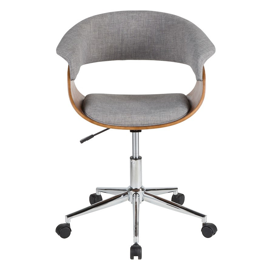 LumiSource Vintage Mod Office Chair | Walnut & Grey Fabric | Mid-Century Home Office | 25 x 24.75 x 30-34 in | Model OC-VMOWL-LGY