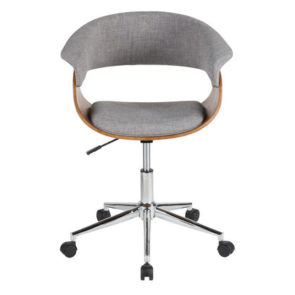 LumiSource Vintage Mod Office Chair | Walnut & Grey Fabric | Mid-Century Home Office | 25 x 24.75 x 30-34 in | Model OC-VMOWL-LGY