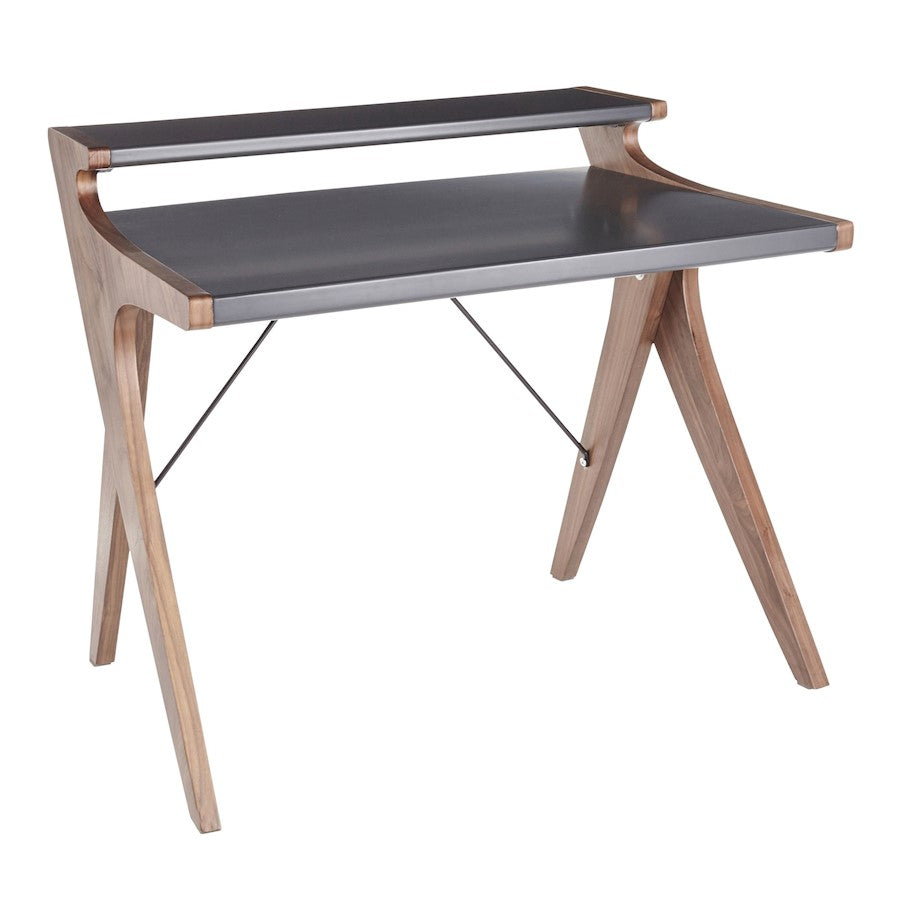 LumiSource Archer Desk | Walnut Wood Frame & Grey Wood Top | Home Office & Study | 42.5 x 27 x 35.5 in | Model OFD-ARCHERWLGY