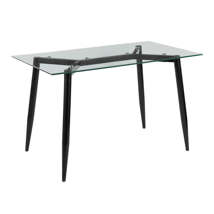 LumiSource Clara Table | Black Metal & Clear Glass | Living Room & Office Accent Table | 47 x 28 x 30 in | Model OFD-CLARABKCL
