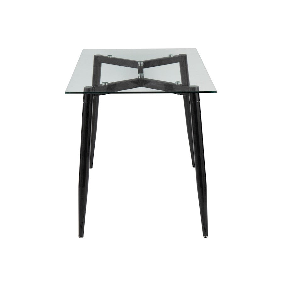 LumiSource Clara Table | Black Metal & Clear Glass | Living Room & Office Accent Table | 47 x 28 x 30 in | Model OFD-CLARABKCL