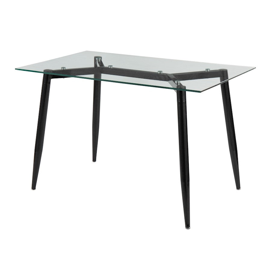 LumiSource Clara Table | Black Metal & Clear Glass | Living Room & Office Accent Table | 47 x 28 x 30 in | Model OFD-CLARABKCL