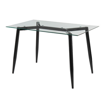 LumiSource Clara Table | Black Metal & Clear Glass | Living Room & Office Accent Table | 47 x 28 x 30 in | Model OFD-CLARABKCL