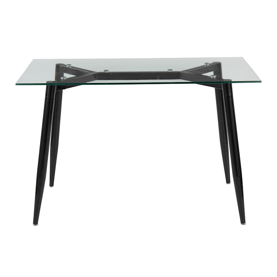 LumiSource Clara Table | Black Metal & Clear Glass | Living Room & Office Accent Table | 47 x 28 x 30 in | Model OFD-CLARABKCL